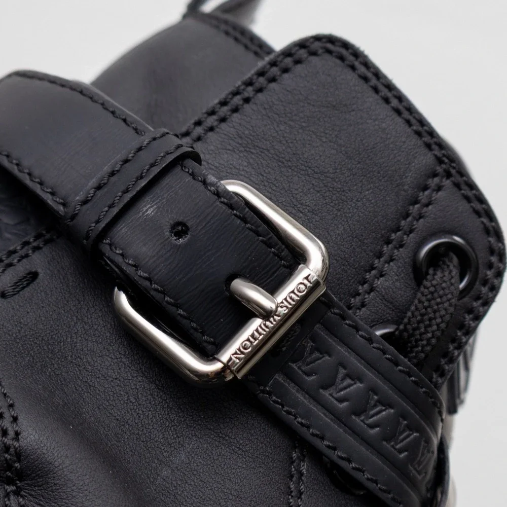 Louis Vuitton Falcon High Top Sneakers Black Leather LV Strap Trainers UK 8 US 9 - Picture 11 of 13